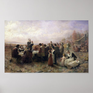Poster Vintage le premier Thanksgiving de Plymouth