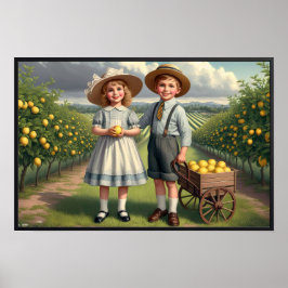 Poster vintage Lemon Orchard Children