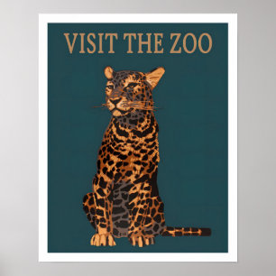 Poster Vintage Léopard Visite Zoo Ad