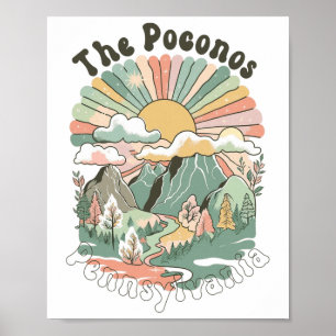 Poster Vintage Les Montagnes Poconos Pennsylvanie Randonn