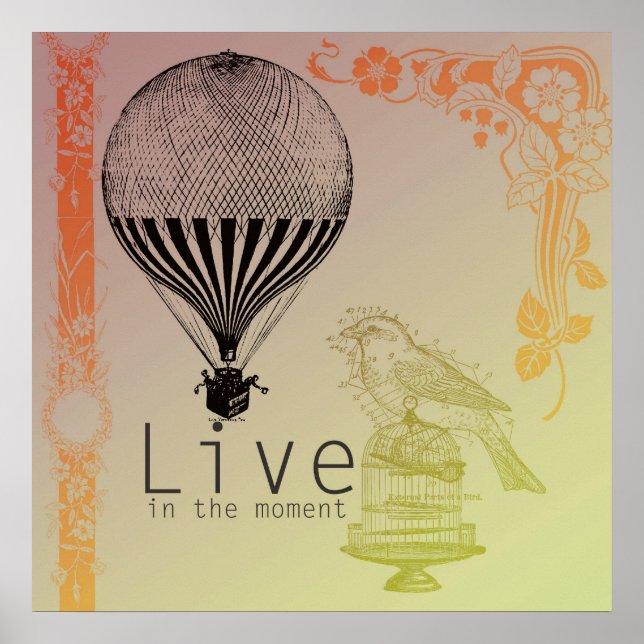 Poster Vintage Live in the Moment (Devant)