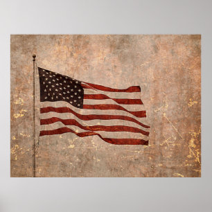 Poster Vintage Look American Flag sur Arrière - plan anci