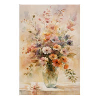 Vintage look aquarelle fleurs dans le vase en verr