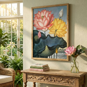 Poster Vintage Lotus Flowers, The Sacred Egyptian Bean