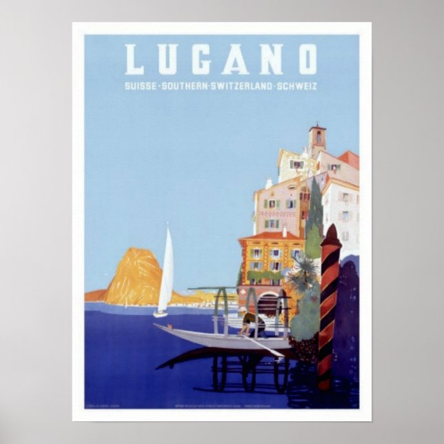 Poster Vintage Lugano, Suisse Voyage (Devant)