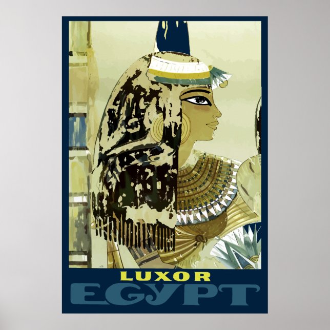 Poster Vintage Luxor Egypt Ruins Travel (Devant)