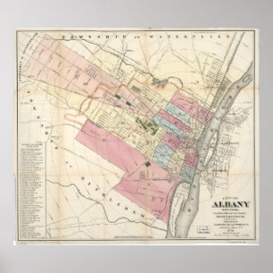 Poster Vintage Map of Albany