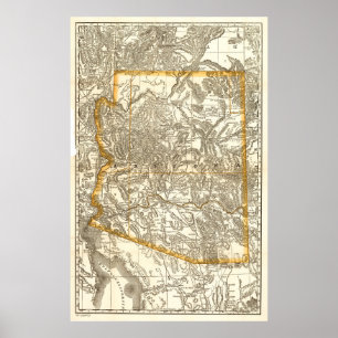 Poster Vintage Map of Arizona (1876)