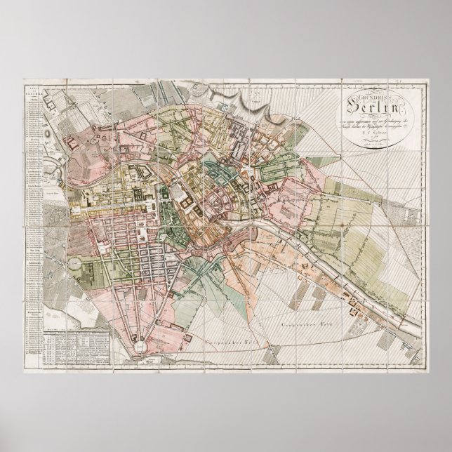 Poster Vintage Map of Berlin (Devant)