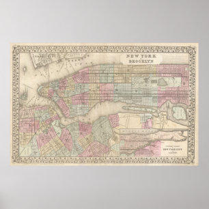 Poster Vintage Map of Brooklyn