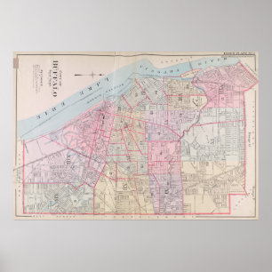 Poster Vintage Map of Buffalo NY (1915)