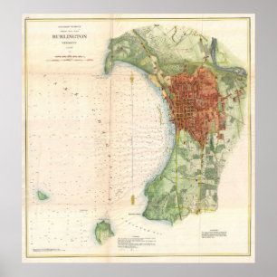 Poster Vintage Map of Burlington