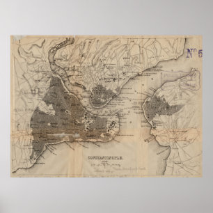 Poster Vintage Map of Constantinople (1859)