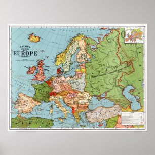 Poster Vintage Map of Europe