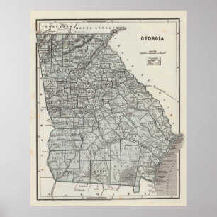 Poster Vintage Map of Georgia (1845)