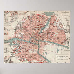 Poster Vintage Map of Königsberg