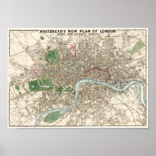 Poster Vintage Map of London England (1853)
