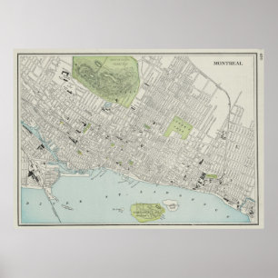 Poster Vintage Map of Montréal (1901)