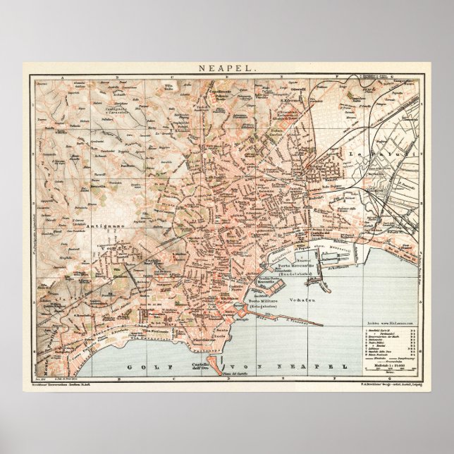 Poster Vintage map of Naples Italy (Devant)