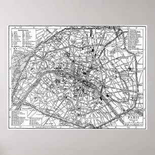 Poster Vintage map of Paris