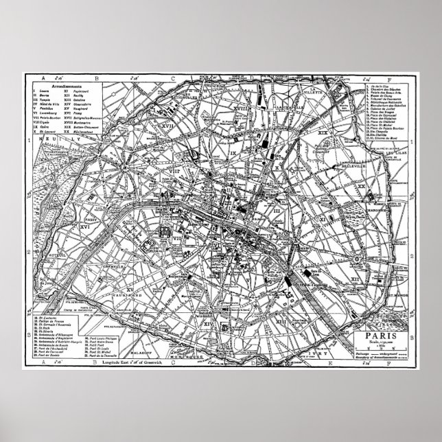 Poster Vintage map of Paris (Devant)