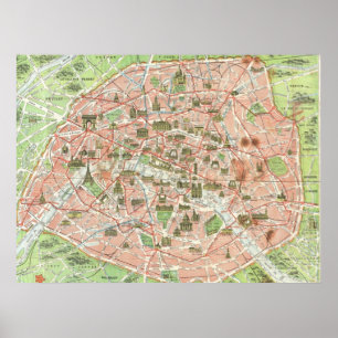 Poster Vintage map of Paris