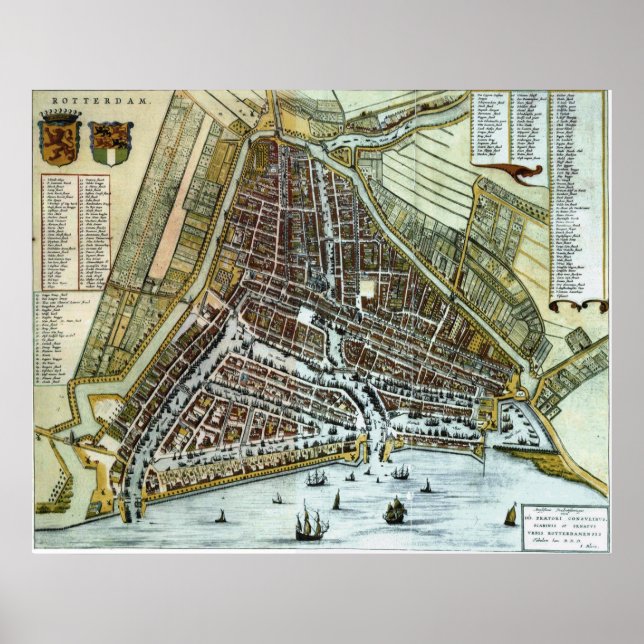 Poster Vintage Map of Rotterdam Netherlands (Devant)
