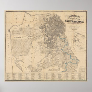 Poster Vintage Map of San Francisco CA (1881)