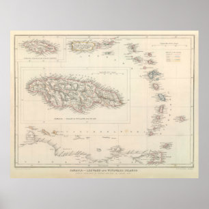 Poster Vintage Map of the Caribbean (1848)