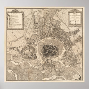 Poster Vintage Map of Vienna Austria (1783)