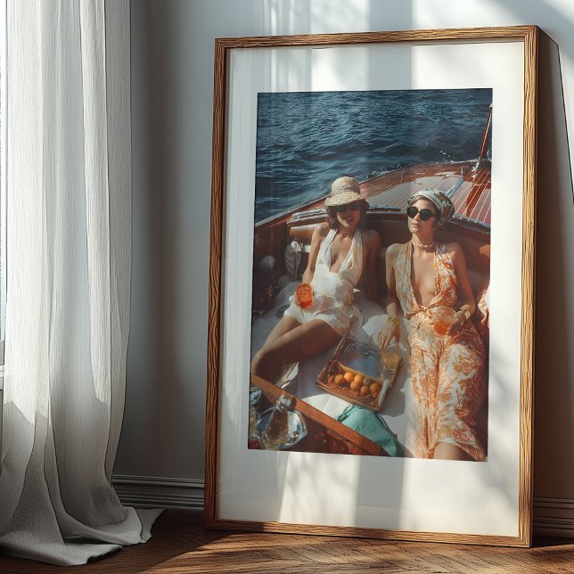 Poster Vintage Méditerranéen Glamor Classic Bateau Voyage (Créateur téléchargé)
