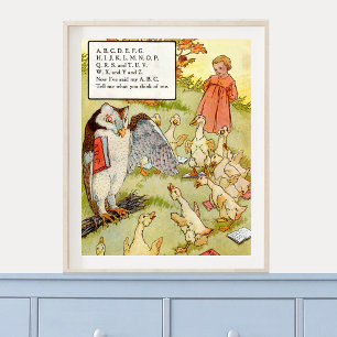 Poster Vintage Mère Goose Nursery Rhyme ABC's Nursery