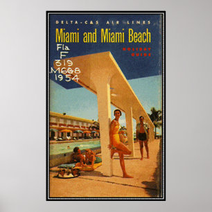 Poster Vintage Miami Beach, Floride, États-Unis -