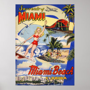 Poster Vintage Miami Beach Floride Travel