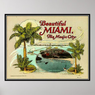 Poster Vintage Miami, Floride, États-Unis -