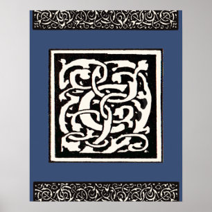 Poster Vintage Monogram C Art Nouveau Letter