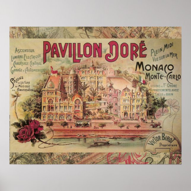 Poster Vintage Monte Carlo Travel (Devant)