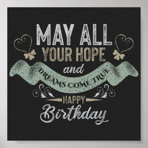 Poster Vintage Motivational Happy birthday wishes