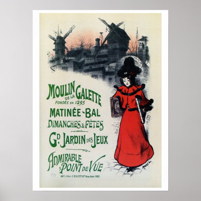 Poster Vintage Moulin de la Galette Art français (Devant)