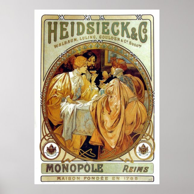 Poster Vintage Mucha Heidsieck & Co. (Devant)