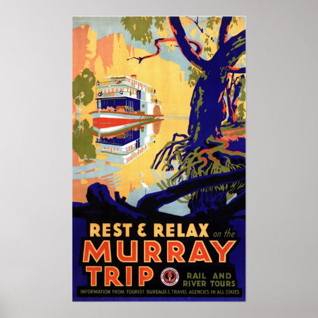 Poster Vintage Murray Trip Australie Voyage (Devant)