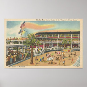 Poster Vintage Myrtle Beach, SC Pavilion carte postale