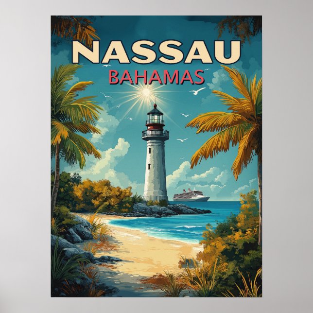 Poster Vintage Nassau Bahamas (Devant)