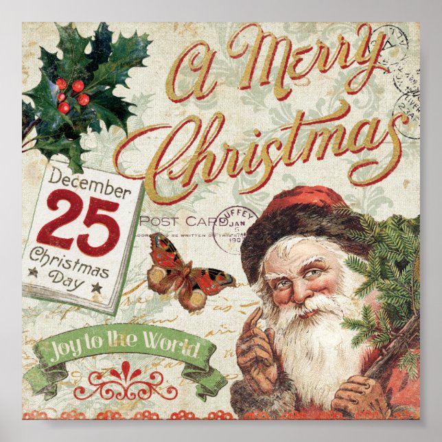 Poster Vintage Noël Père Noël (Devant)