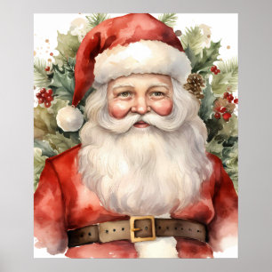 Poster Vintage Noël Père Noël Souriant