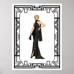 Poster Vintage noir et blanc des années 1930