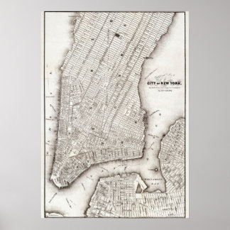 Poster Vintage NYC Map City Skyline