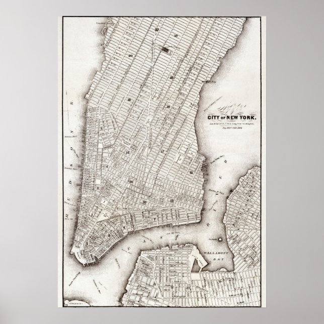 Poster Vintage NYC Map City Skyline (Devant)
