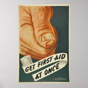 Poster Vintage Obtenez les premiers soins immédiatement