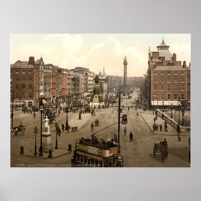 Poster Vintage O'Connell Street Dublin Irlande (Devant)